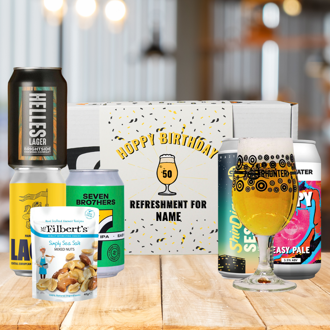 Personalised Manchester Birthday Craft Beer Gift Set - IPA, Bitter &amp;amp; Lager (5 x 330ml) - BEERHUNTER