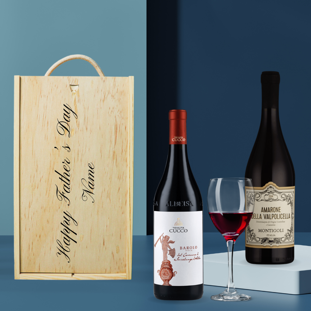Personalised Montigoli Amarone della Valpolicella & Cucco Barolo Red Wine Gift Set - (2 x 75cl)