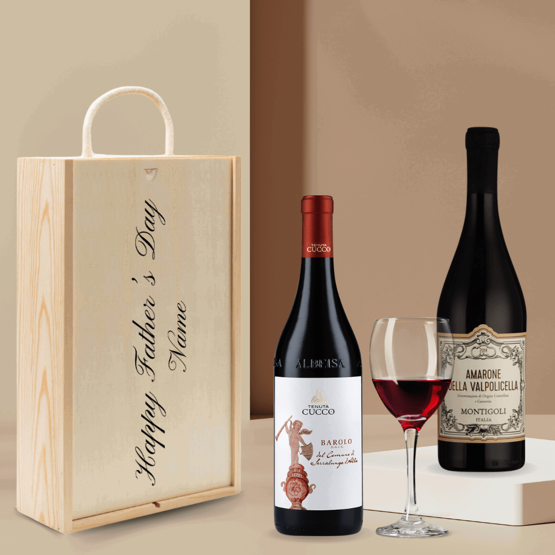 Personalised Montigoli Amarone della Valpolicella &amp; Cucco Barolo Red Wine Gift Set - (2 x 75cl) - BEERHUNTER