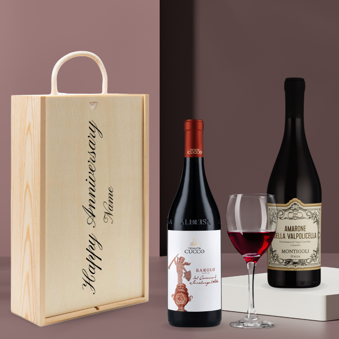 Personalised Montigoli Amarone della Valpolicella &amp; Cucco Barolo Red Wine Gift Set - (2 x 75cl) - BEERHUNTER