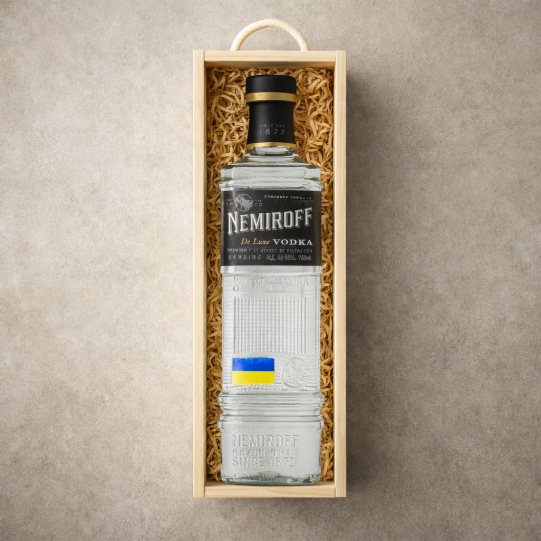 Personalised Nemiroff Vodka Gift Set in Wooden Box – 70cl