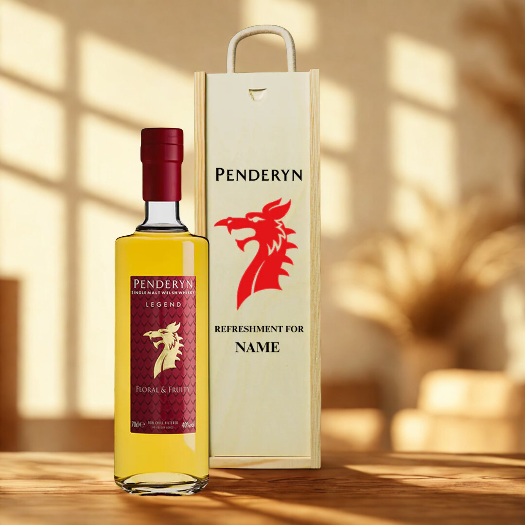 Personalised Penderyn Welsh Whisky Gift Set – 70cl Bottle (46% ABV)