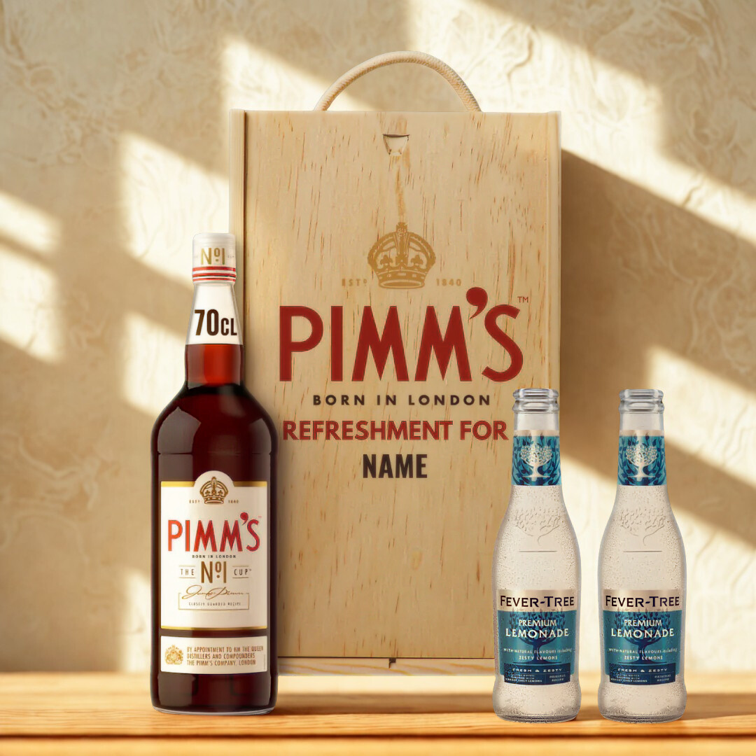 Personalised Pimm's No.1 Cup Liqueur with Fever Tree Lemonade Gift Set - 70cl (25% ABV)