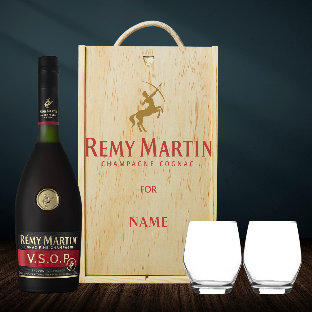 Personalised Remy Martin VSOP Cognac Champagne Gift Set with Glasses - BEERHUNTER