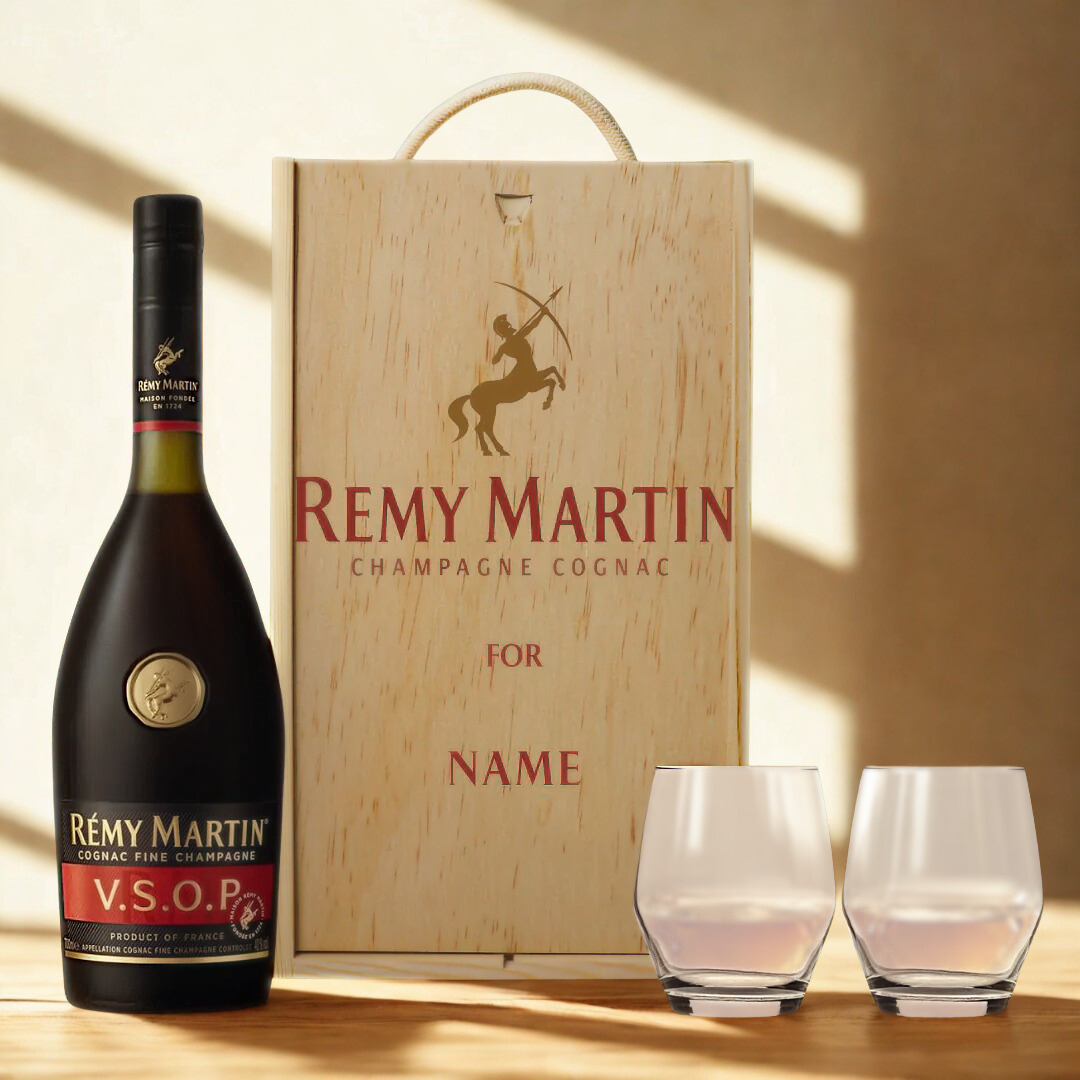 Personalised Remy Martin VSOP Cognac Champagne Gift Set with Glasses