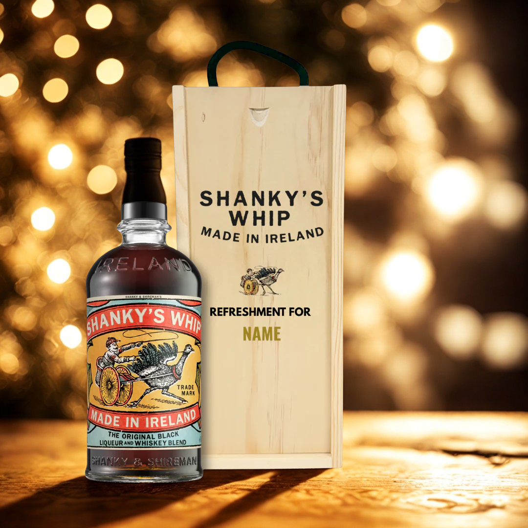 Personalised Shanky's Whip Black Irish Whisky Liqueur Gift Set - 70cl (33% ABV)