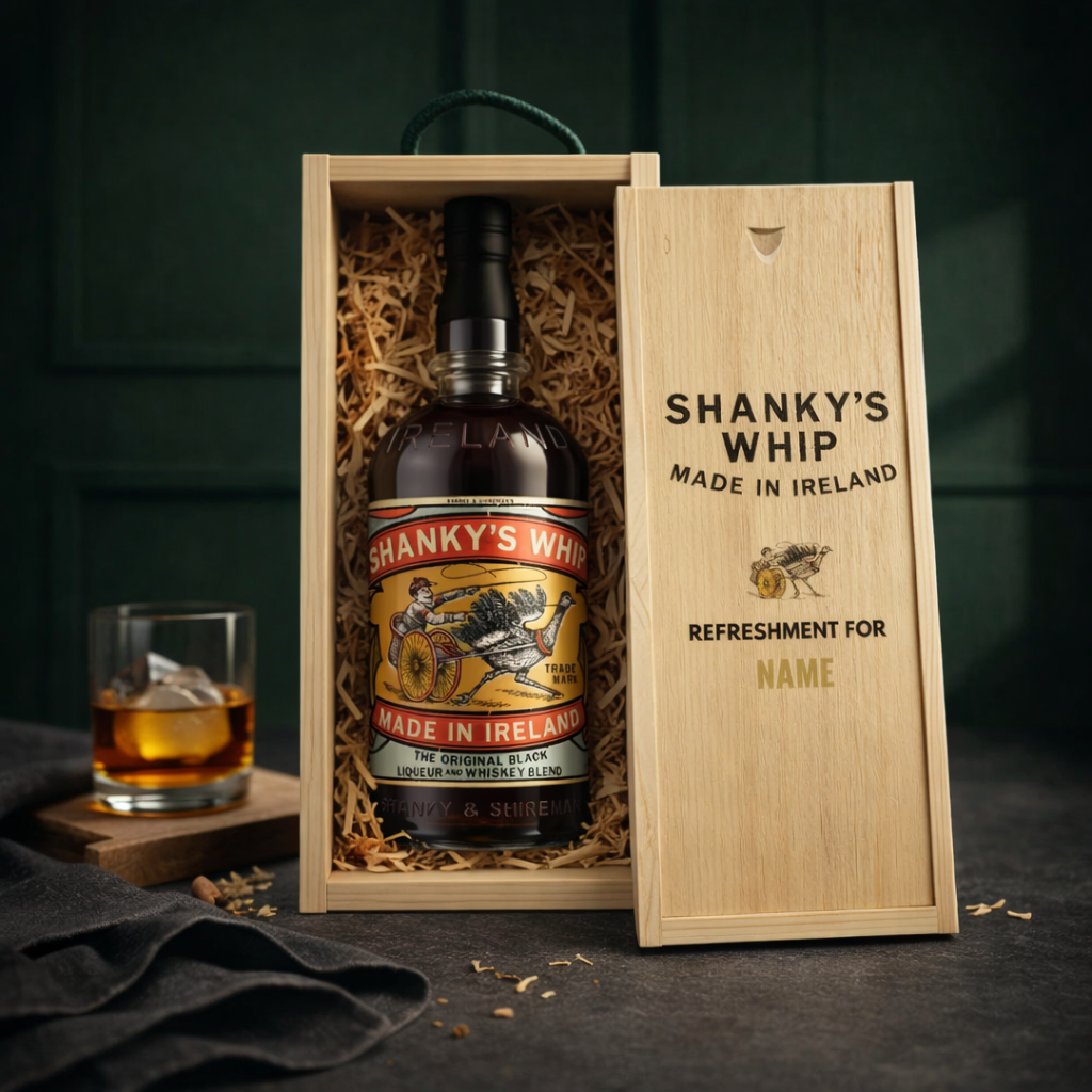 Personalised Shanky's Whip Black Irish Whisky Liqueur Gift Set - 70cl (33% ABV)