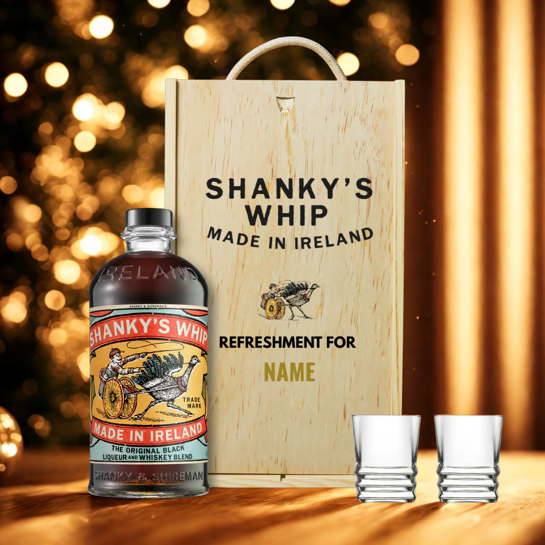 Personalised Shanky's Whip Black Irish Whisky Liqueur Gift Set - 70cl (33% ABV)