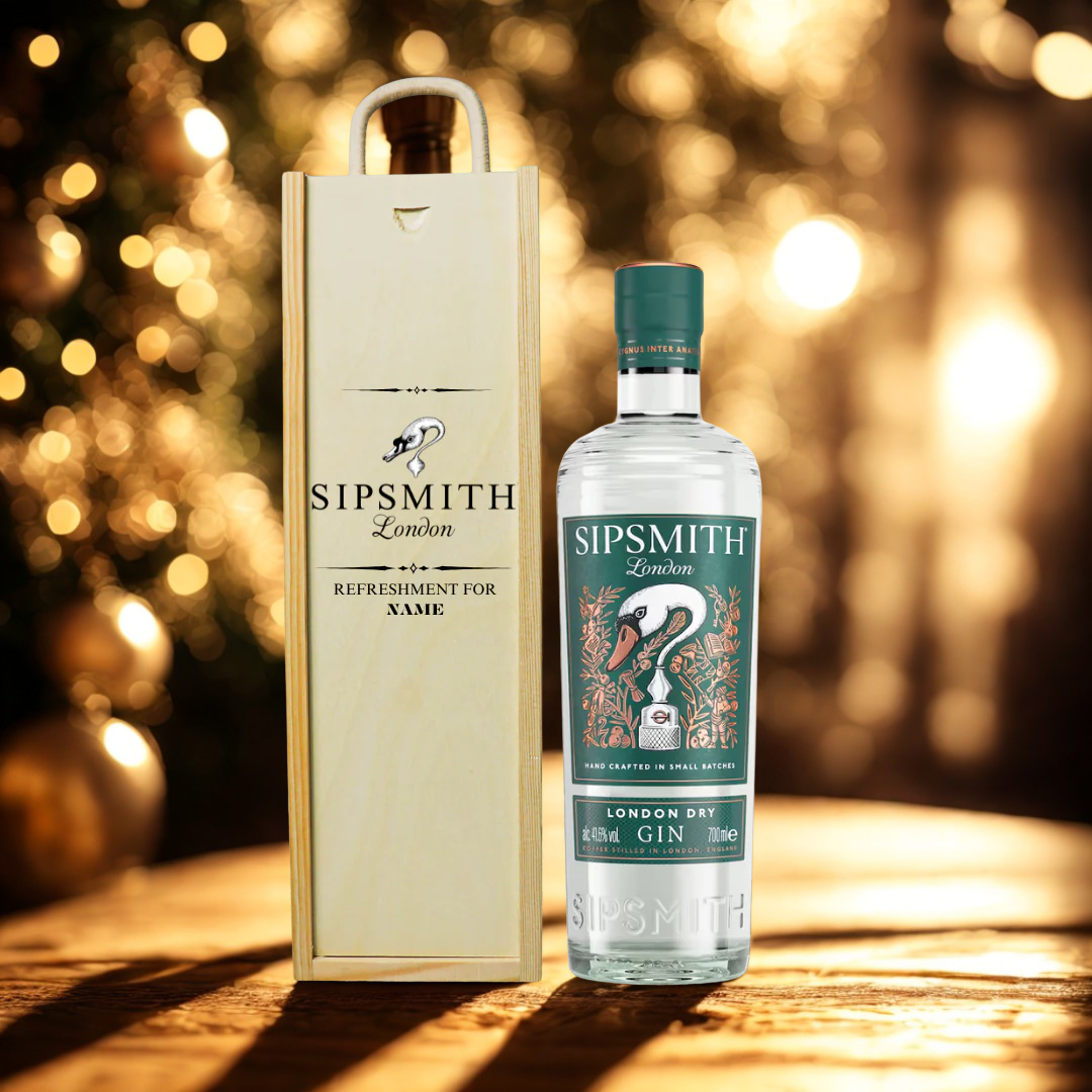 Sipsmith London箱付き Personalised Sipsmith London Dry Gin in Wooden Box Gift Set 70cl