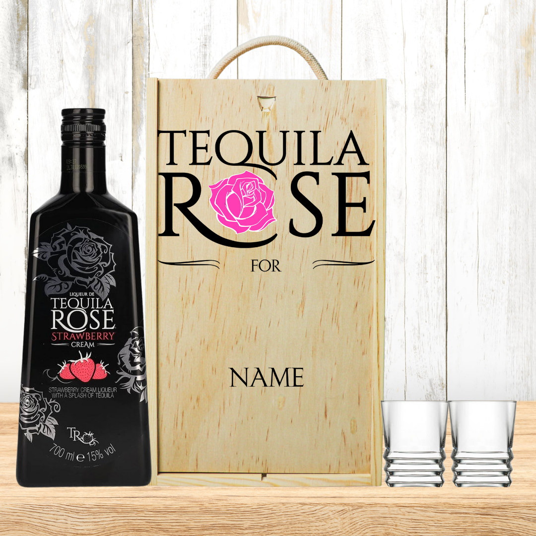 Personalised Tequila Rose Strawberry Liqueur Gift Set with Shot Glasses - 70cl - BEERHUNTER