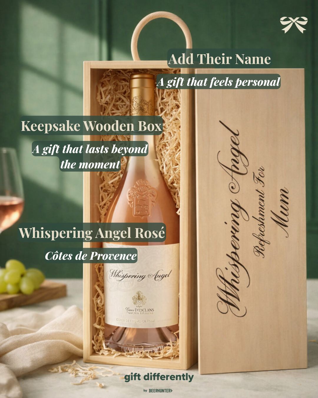 Personalised Whispering Angel Rose Wine Gift Set