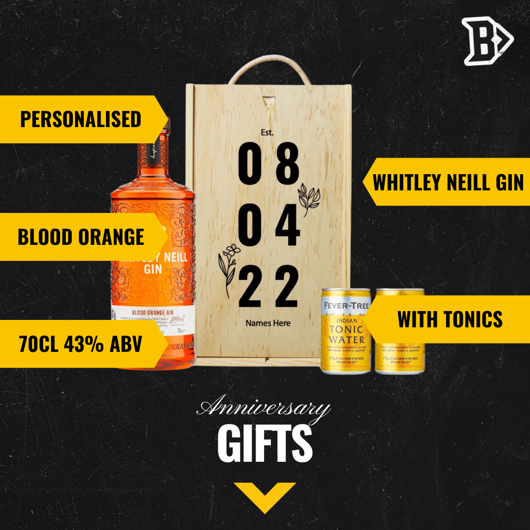 Personalised Whitley Neill Blood Orange Anniversary Gift Box with Tonic Water - 70cl - BEERHUNTER