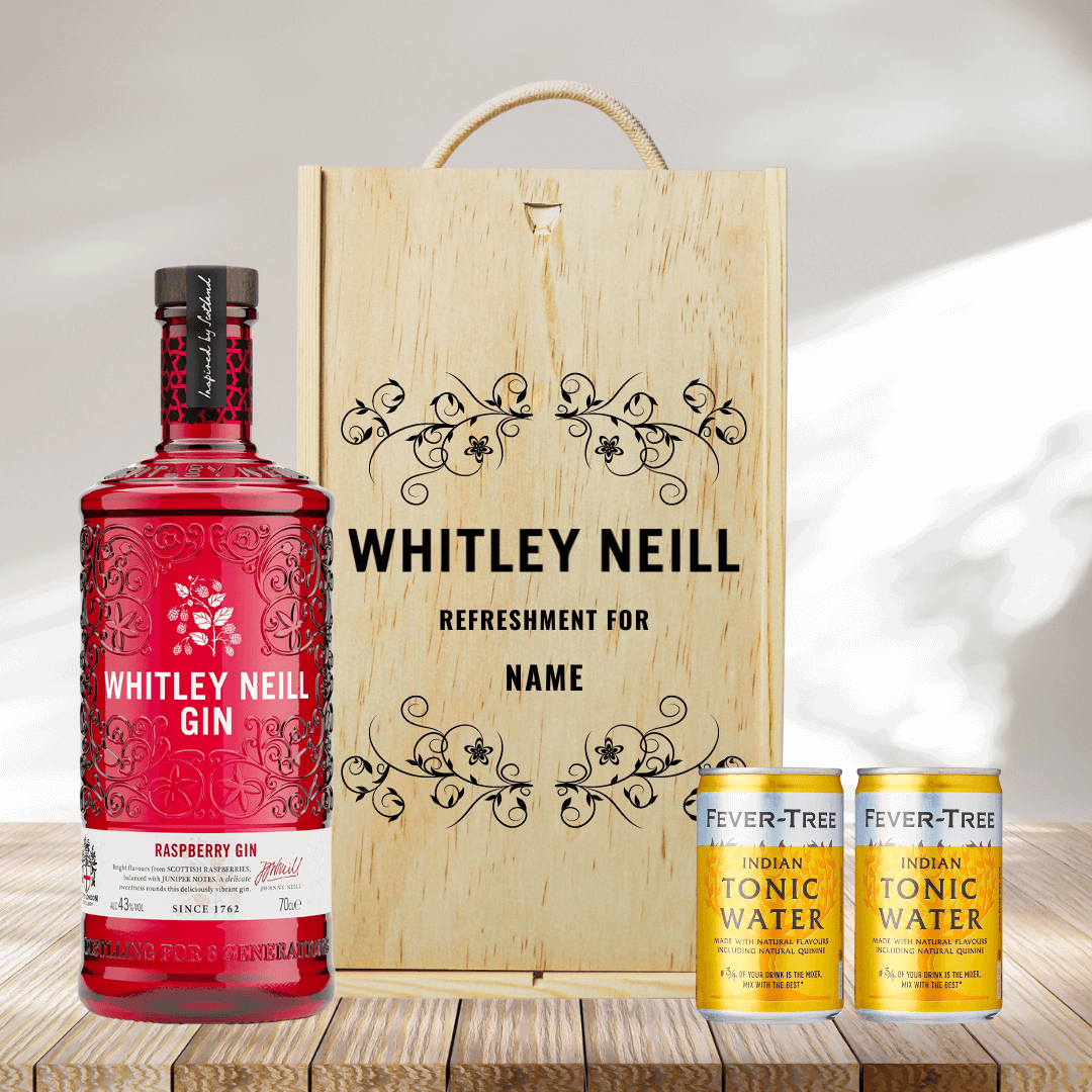 Personalised Whitley Neill Raspberry Gin Gift Set with Fentimans Tonics - 70cl - BEERHUNTER