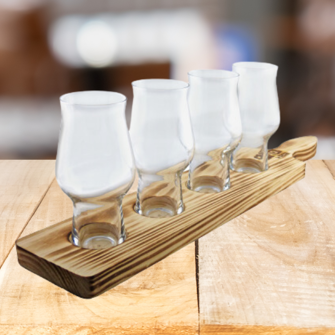 Rastal Beer Flight with Wooden Serving Paddle Gift Set - BEERHUNTER