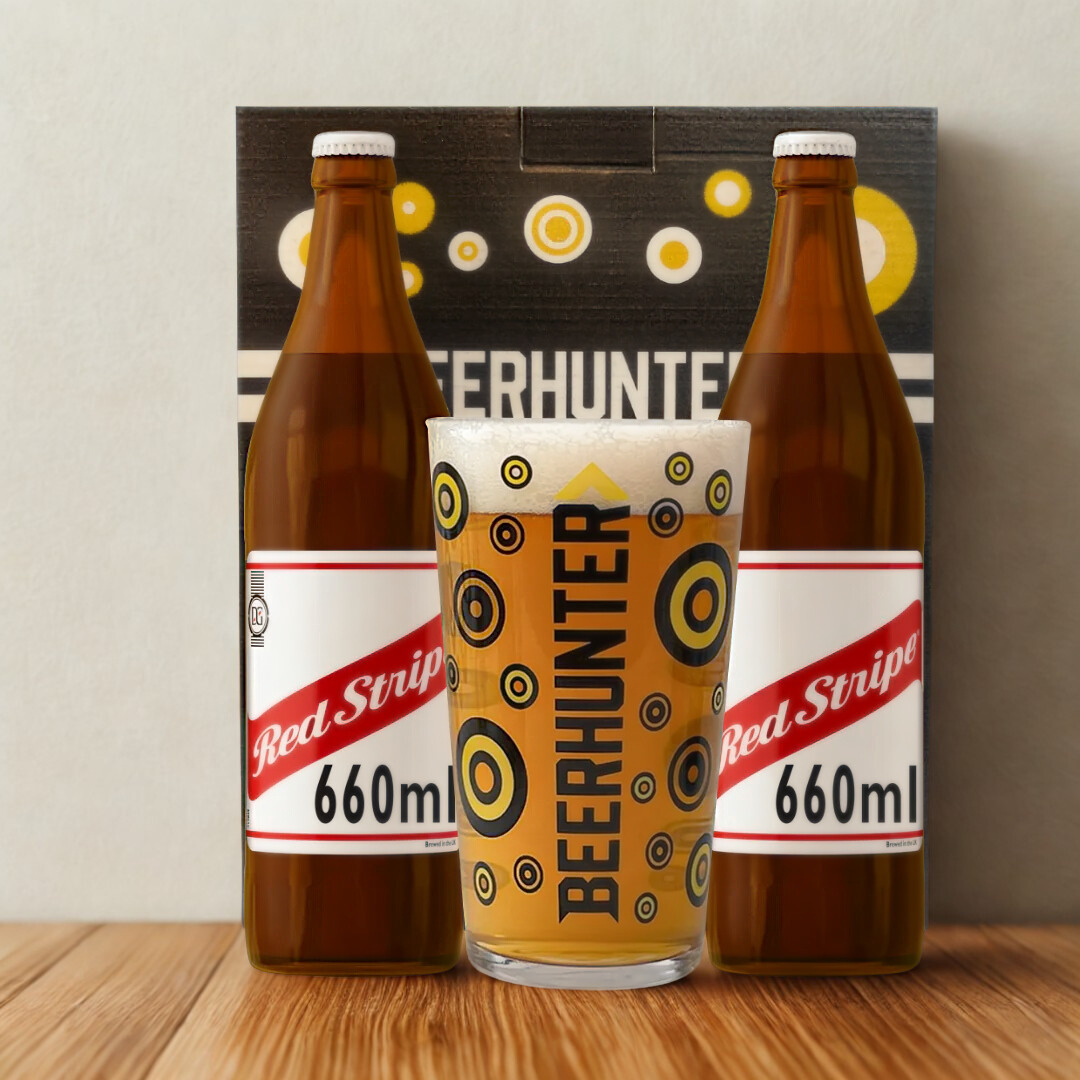 Red Stripe Jamaican Lager Gift Set with Official Beerhunter Glass (2 x 660ml)