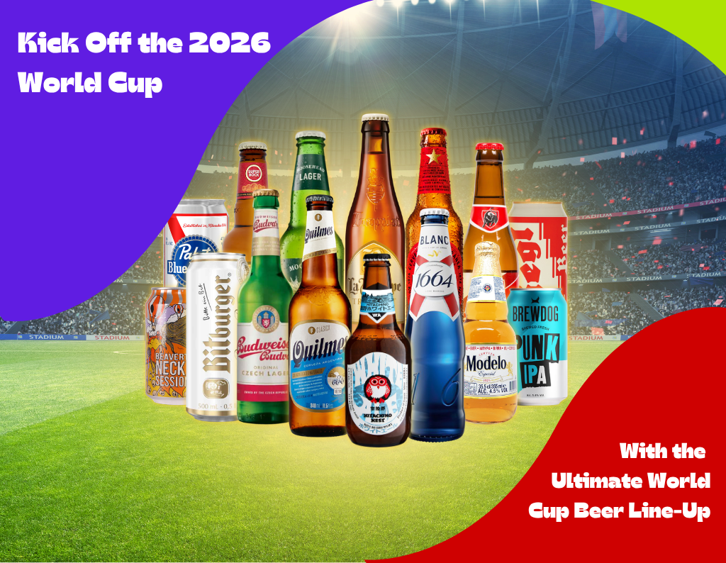 World Cup Beer Mixed Case – International Selection (15 Pack) With Free Glass