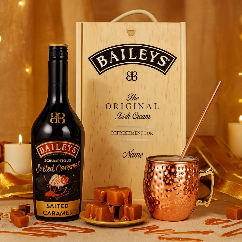 Personalised Baileys Salted Caramel Irish Cream Liqueur Gift Set with Copper Mug - 70cl
