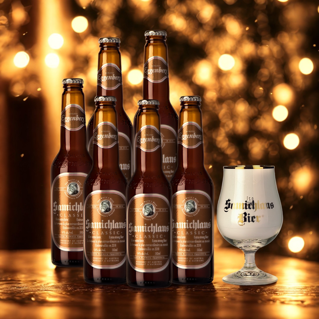 Samichlaus Classic Bier 330ml Bottles with Samichlaus Glass- 14% ABV (6 pack)