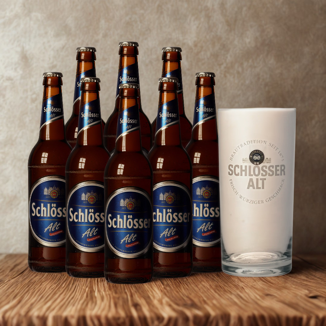 Schlosser Alt German Altbier with Branded Glass - 4.8% ABV (8 pack)