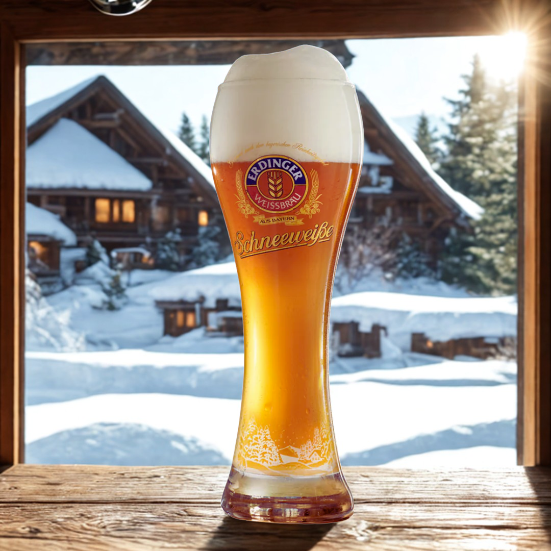 Erdinger Weissbier German Wheat Beer 500ml Bottles with Free Schneeweisse Glass - 5.3% ABV (8 Pack)