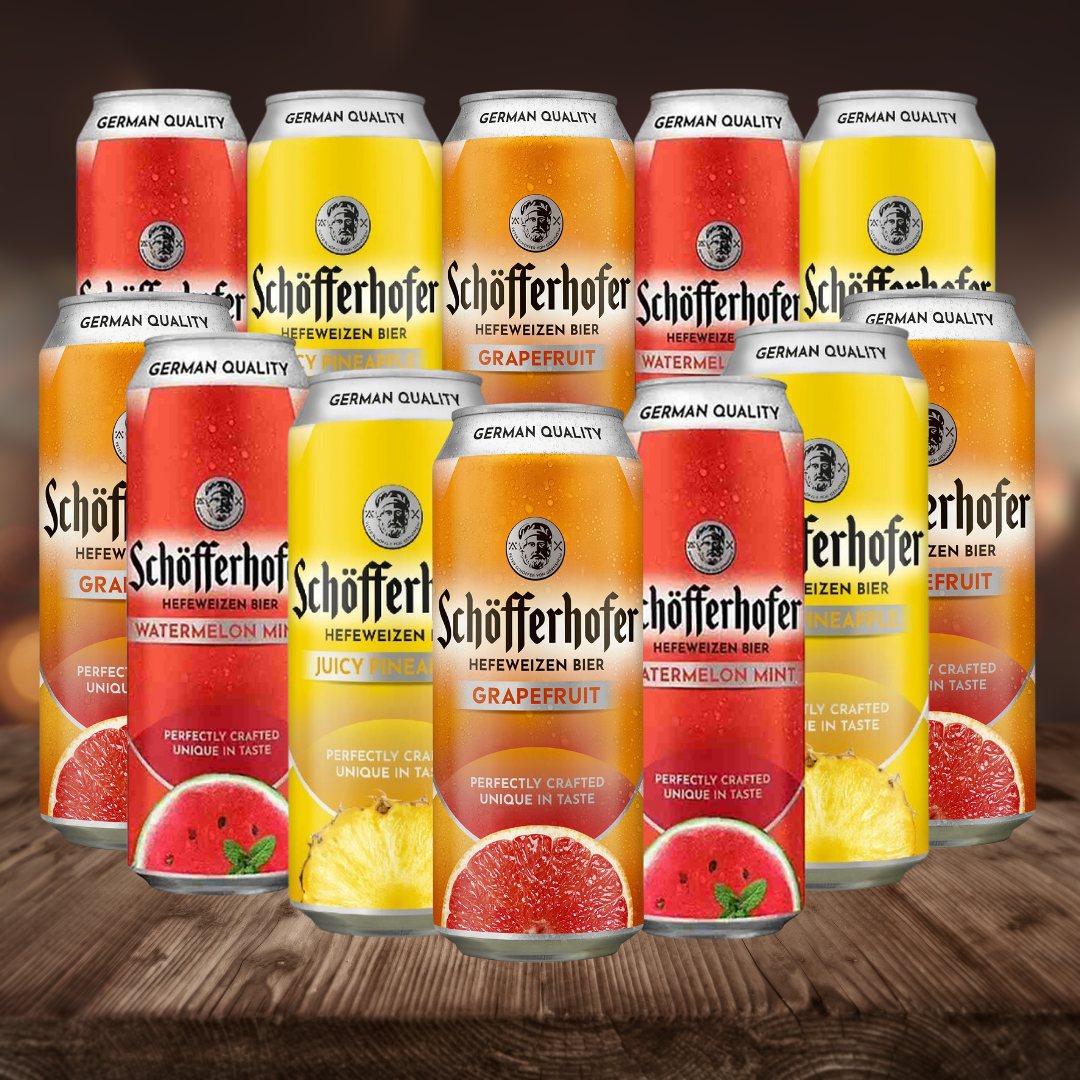 Schöfferhofer Pineapple, Grapefruit, Watermelon &amp; Mint German Low Alcohol Beer Mixed Case – 2.5% ABV (12 Pack) - BEERHUNTER