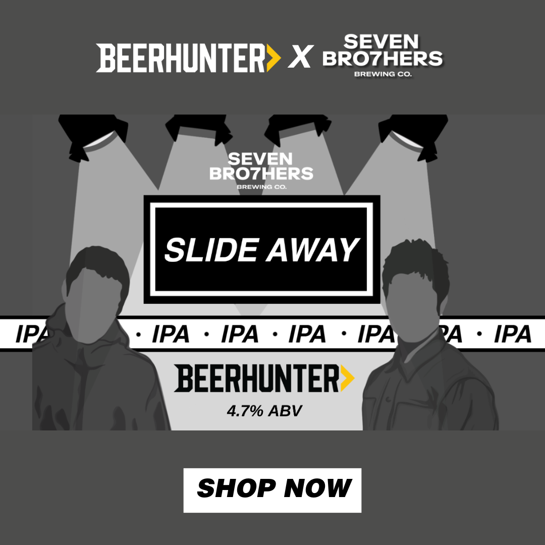 Brian Cannon Designed Seven Bro7hers x Beerhunter Slide Away IPA 4.7% 330ml Gift Set with Glass & Free Oasis Bucket Hat