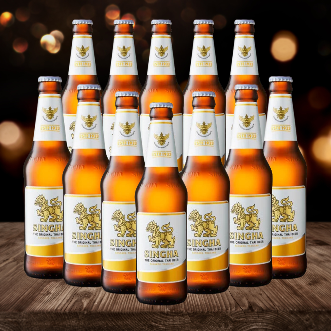 Singha Premium Thai Lager Beer 330ml Bottles - 5.0% ABV (12 Pack) - BEERHUNTER