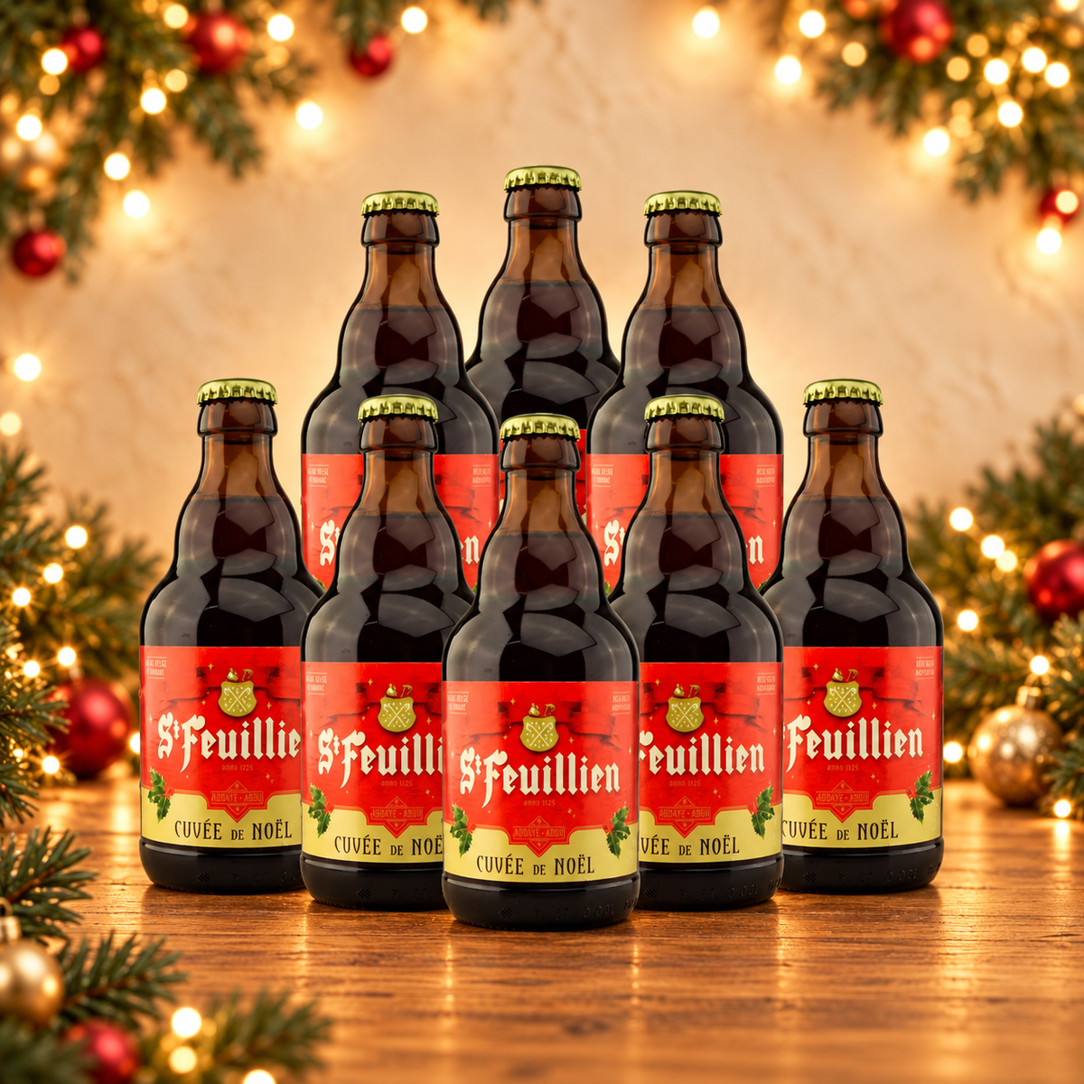 St Feuillien Belgian Cuvee Noel Strong Dark Ale 330ml Bottles - 9.0% ABV (8 Pack)