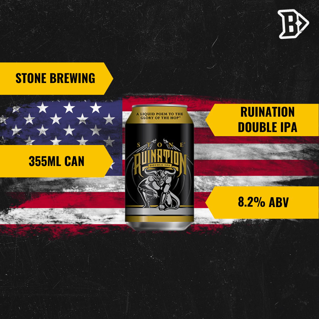 Stone Brewing Stone Ruination Double IPA 355ml Cans 8.2% ABV (12 Pack) - BEERHUNTER