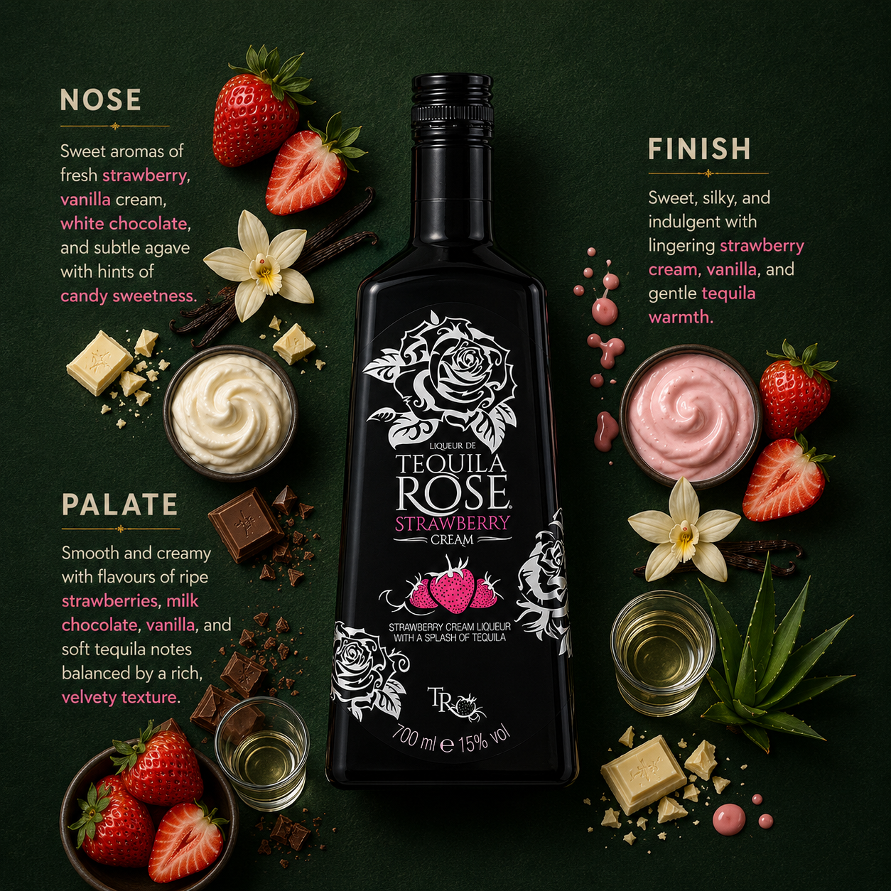 Personalised Tequila Rose Strawberry Liqueur Gift Set with Shot Glasses - 70cl