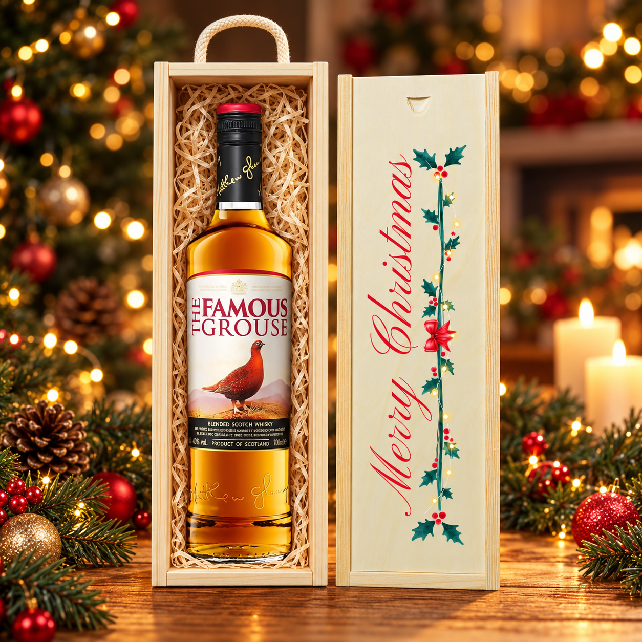Merry Christmas Famous Grouse Single Grain Whisky Gift Set - (70cl)