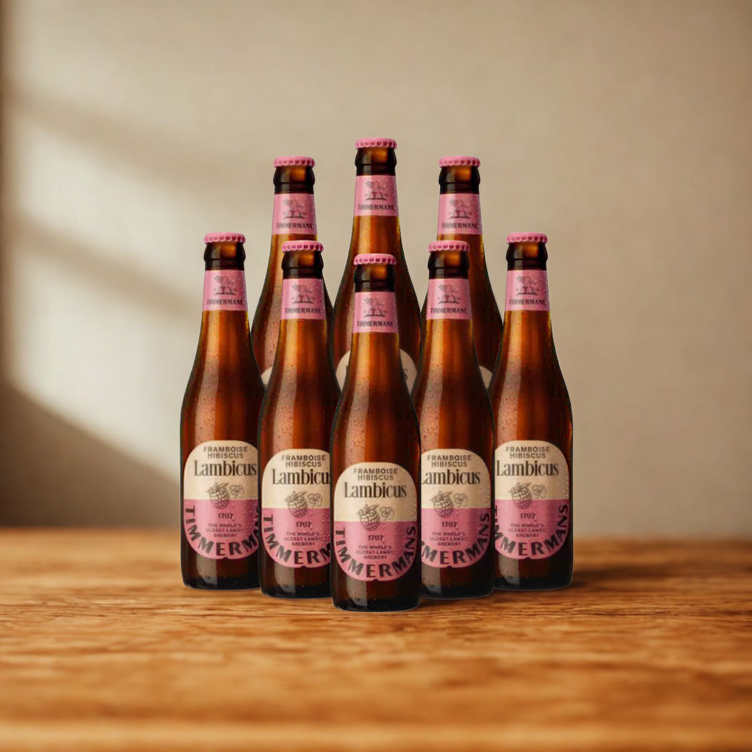 Timmermans Lambicus Framboise Hibiscus Belgian Fruit Beer 330ml Bottles with Free Glass - 4.0% ABV (Multipack)