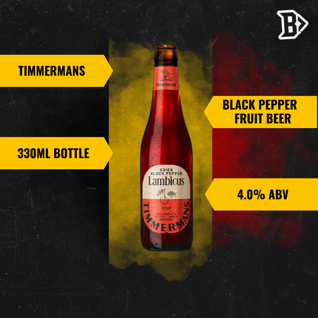 Timmermans Lambicus Kriek Black Pepper Belgian Fruit Beer 330ml Bottles - 4.0% ABV (12 Pack) - BEERHUNTER