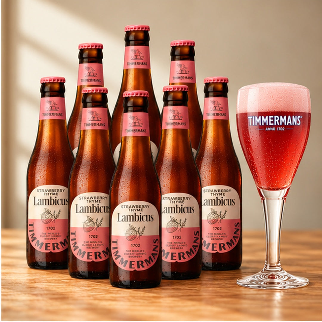 Timmermans Lambicus Strawberry Thyme Belgian Fruit Beer 330ml Bottles with Free Glass - 4.0% ABV
