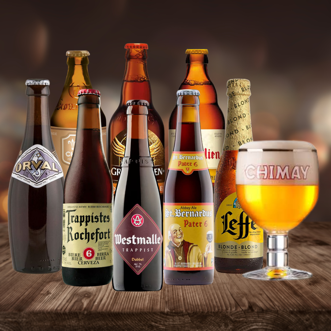 Trappist & Abbey Ales Mixed Beer Case with Chimay Glass (8 Pack)