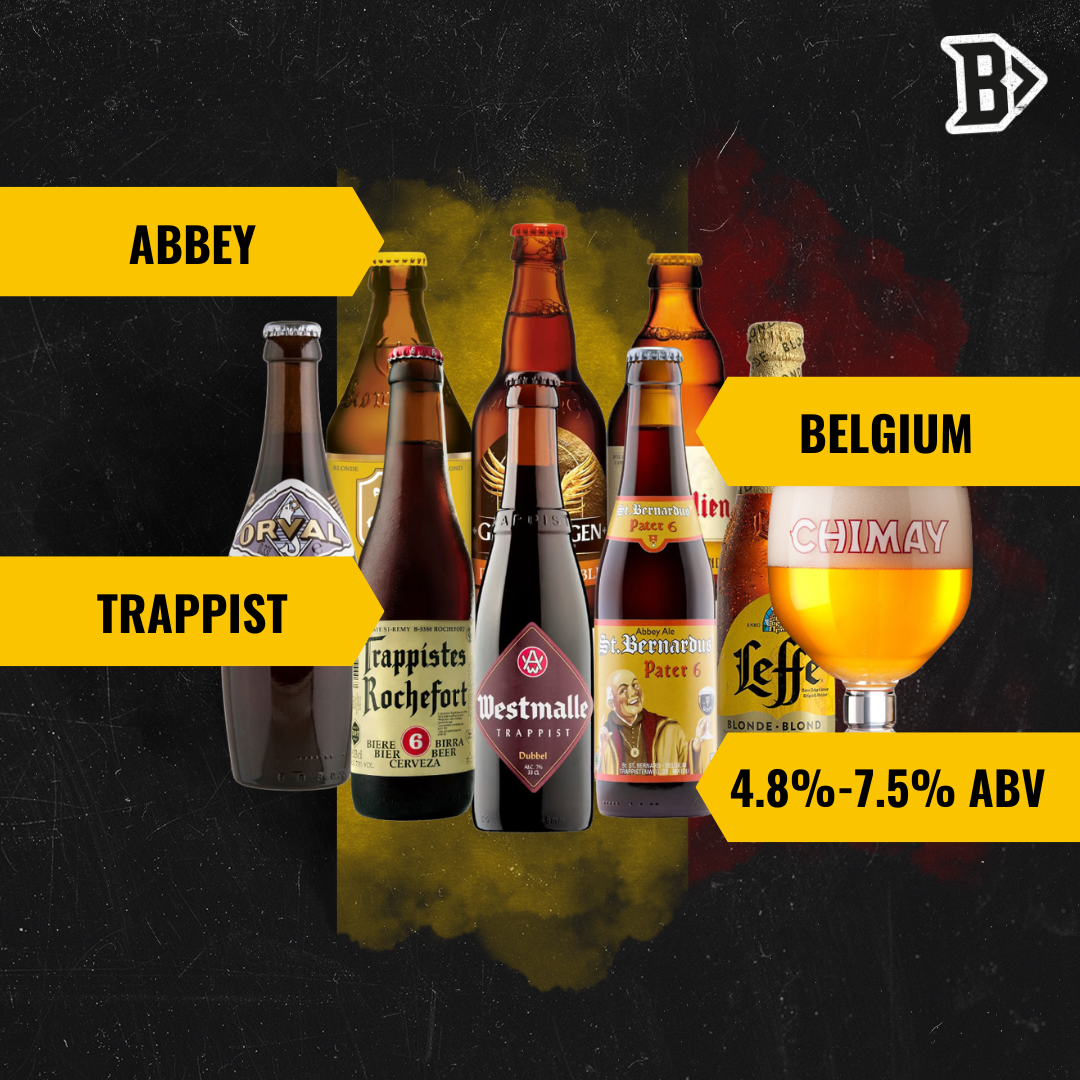 Trappist &amp; Abbey Ales Mixed Beer Case With FREE CHIMAY GLASS (8 Pack)