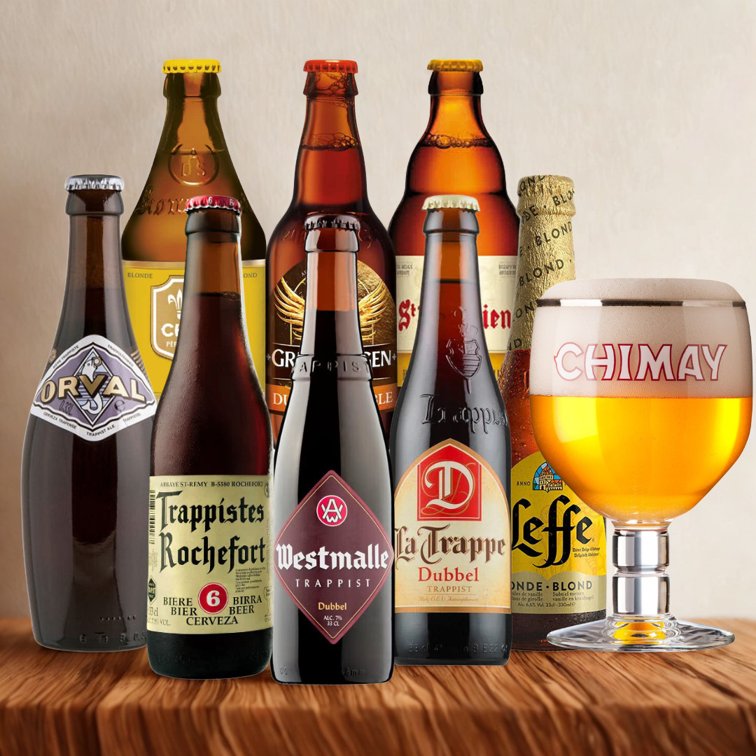 Trappist &amp; Abbey Ales Mixed Beer Case With FREE CHIMAY GLASS (8 Pack)