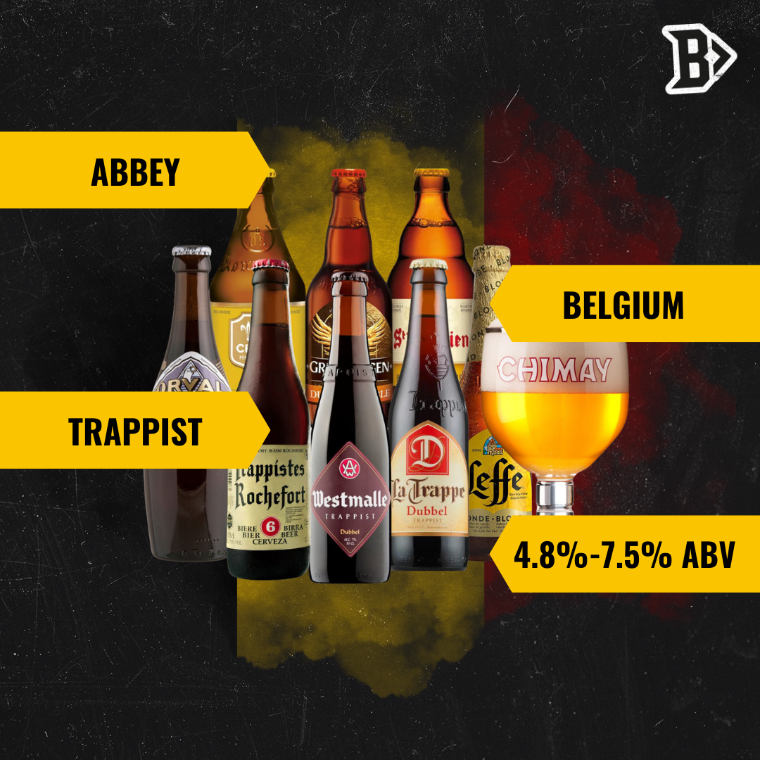 Trappist &amp; Abbey Ales Mixed Beer Case With FREE CHIMAY GLASS (8 Pack)