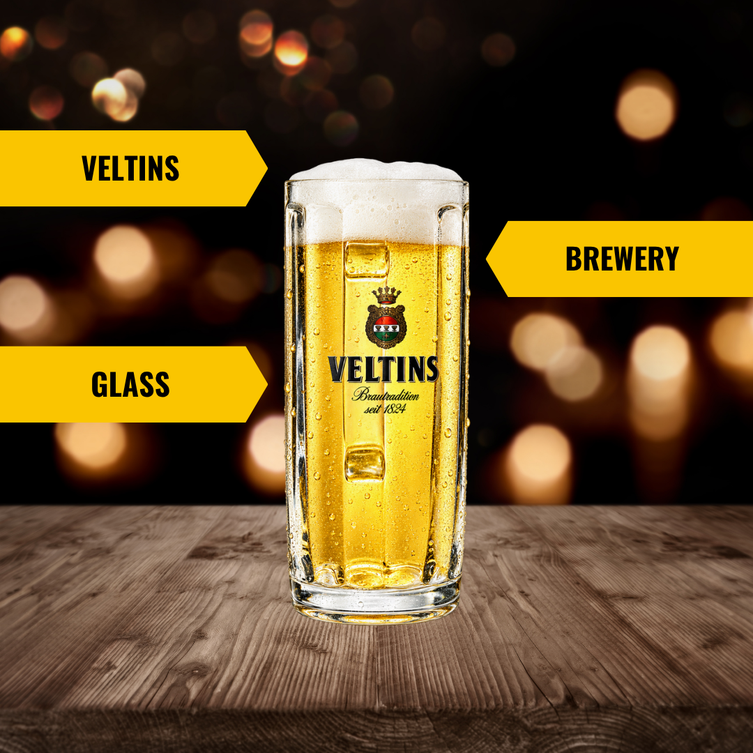 Veltins Glass Beer Tankard – Official Branded German Beer Glass