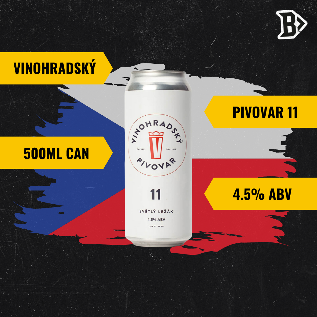 Vinohradský Pivovar 11 Czech Unflitered Lager 500ml Cans - 4.5% ABV (12 Pack) - BEERHUNTER