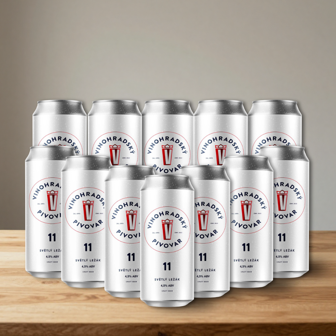 Vinohradský Pivovar 11 Czech Unflitered Lager 500ml Cans - 4.5% ABV (Multipack)