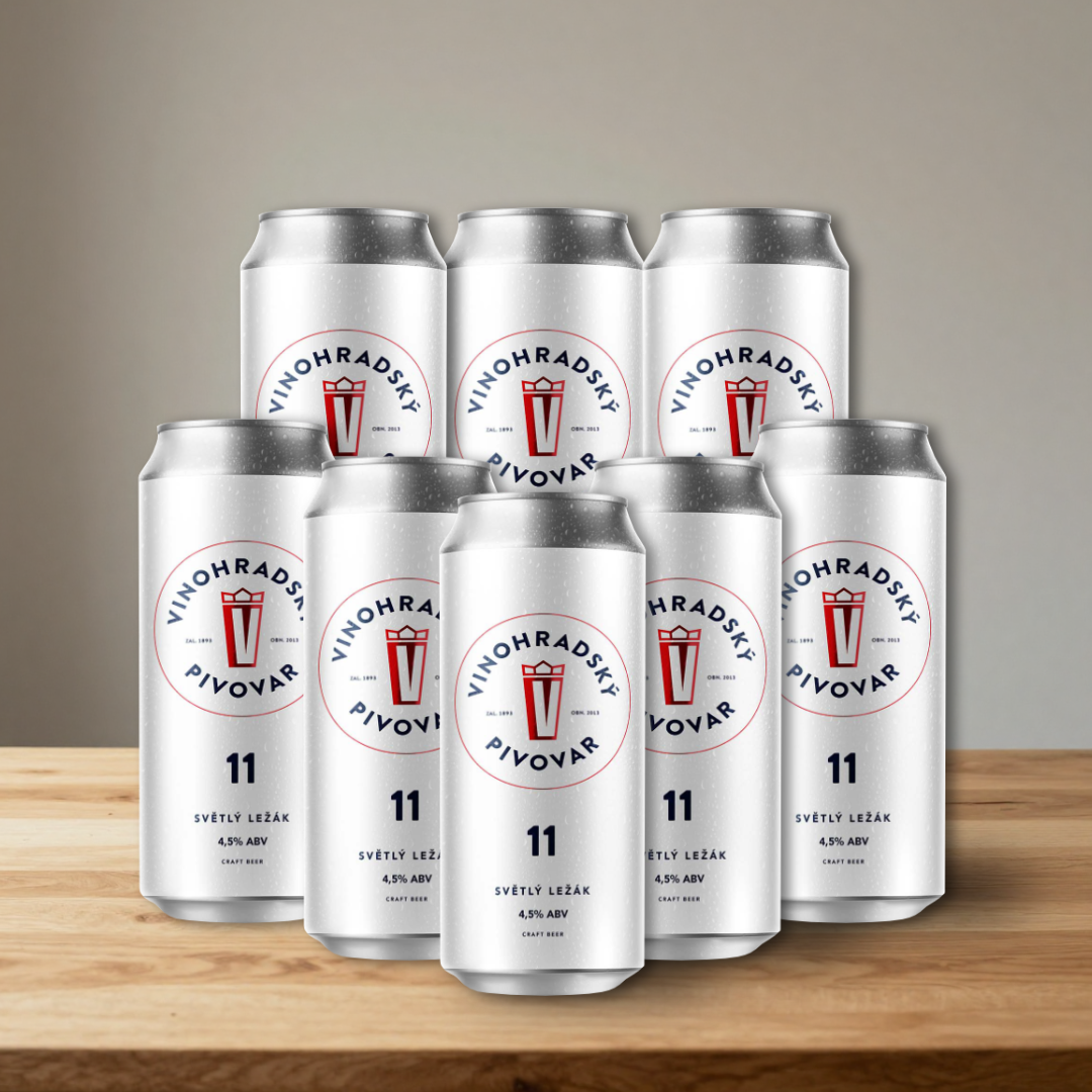 Vinohradský Pivovar 11 Czech Unflitered Lager 500ml Cans - 4.5% ABV (Multipack)