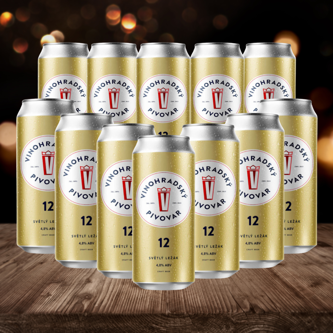 Vinohradský Pivovar 12 Czech Unflitered Lager 500ml Cans - 4.8% ABV (12 Pack) - BEERHUNTER