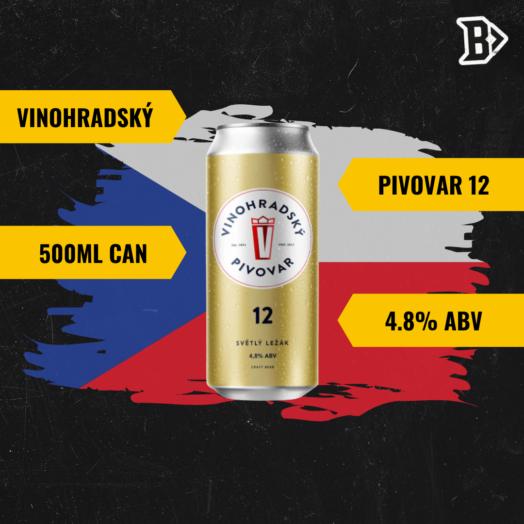 Vinohradský Pivovar 12 Czech Unflitered Lager 500ml Cans - 4.8% ABV (12 Pack) - BEERHUNTER