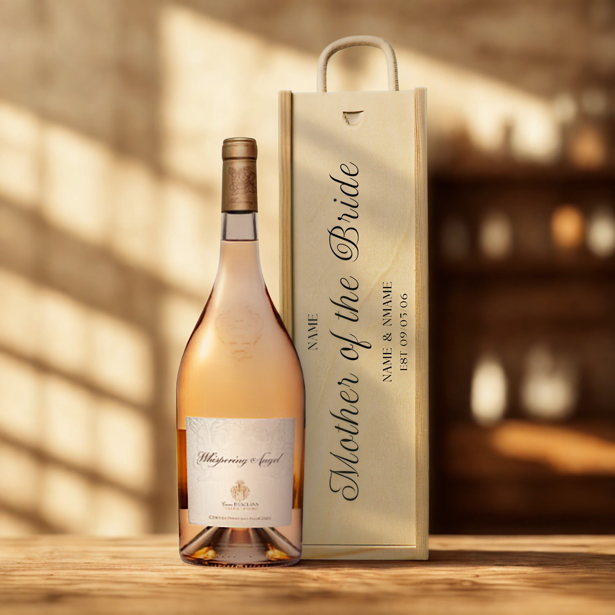 Personalised Mother of the Bride Wine Gift Set with Wooden Presentation Box