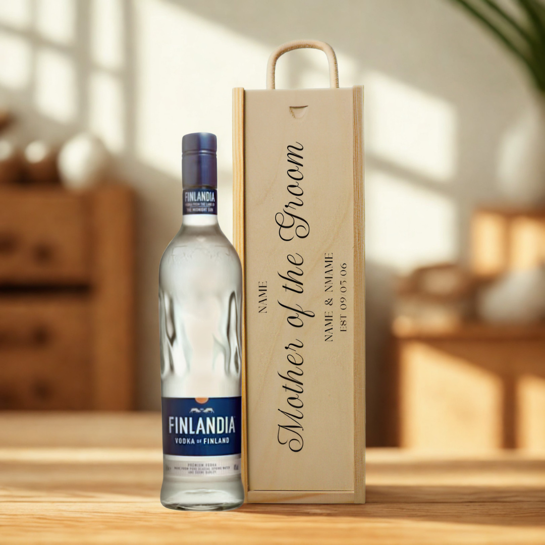 Personalised Mother of the Groom Vodka Gift Set with Wooden Gift Box
