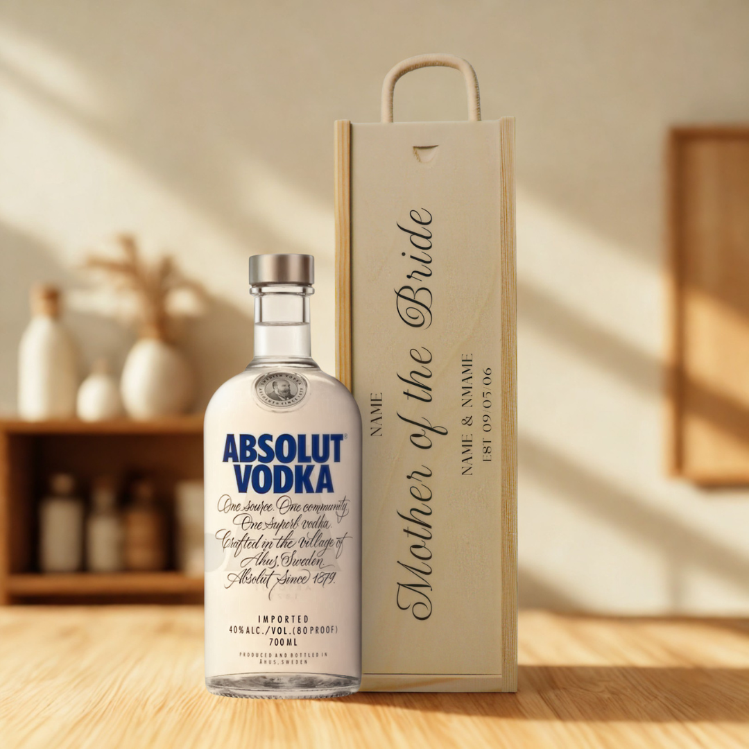 Personalised Mother of the Bride Vodka Gift Set with Wooden Gift Box