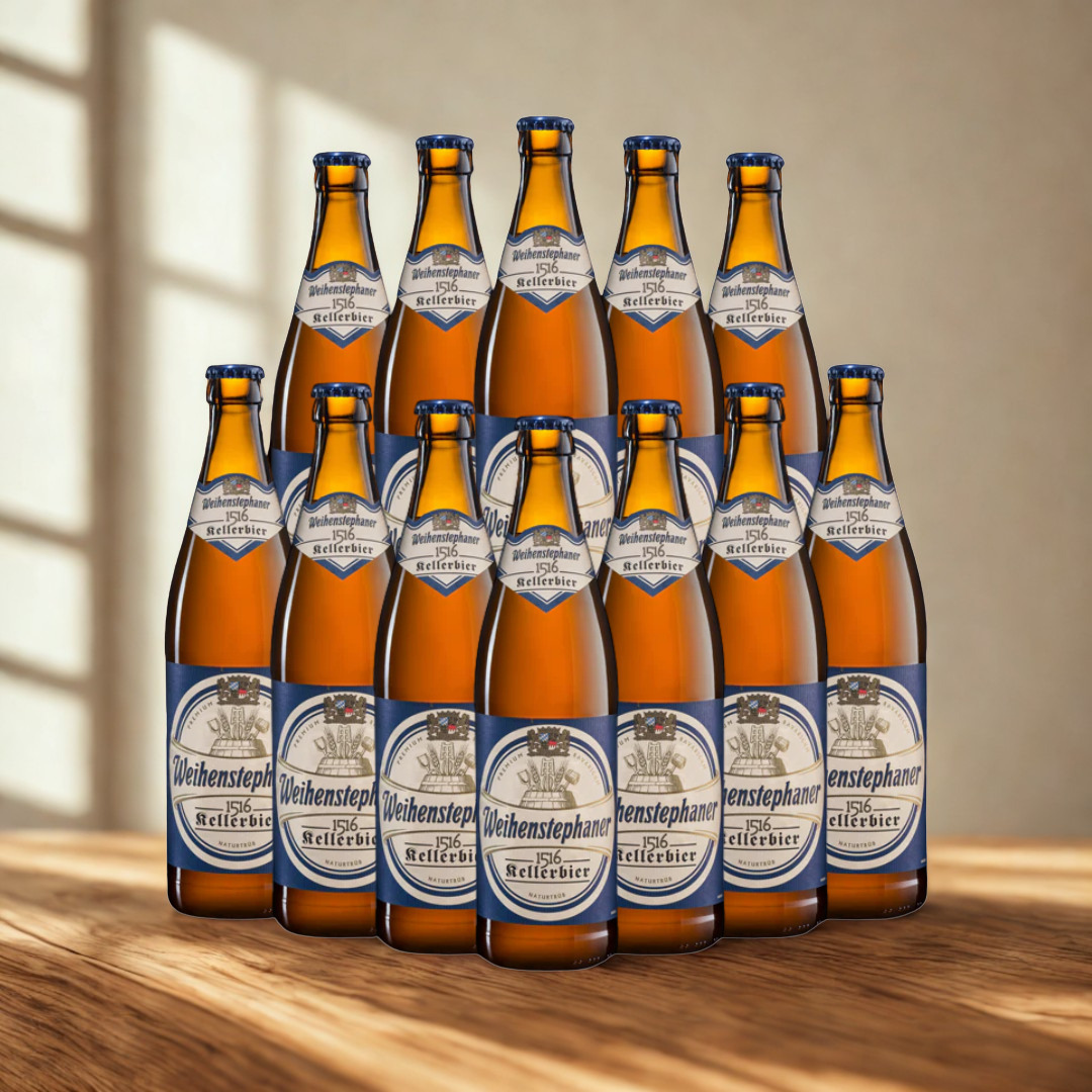 Weihenstephaner 1516 Kellerbier 500ml Bottles (12 Pack) – German Unfiltered Lager Beer 5.6% ABV