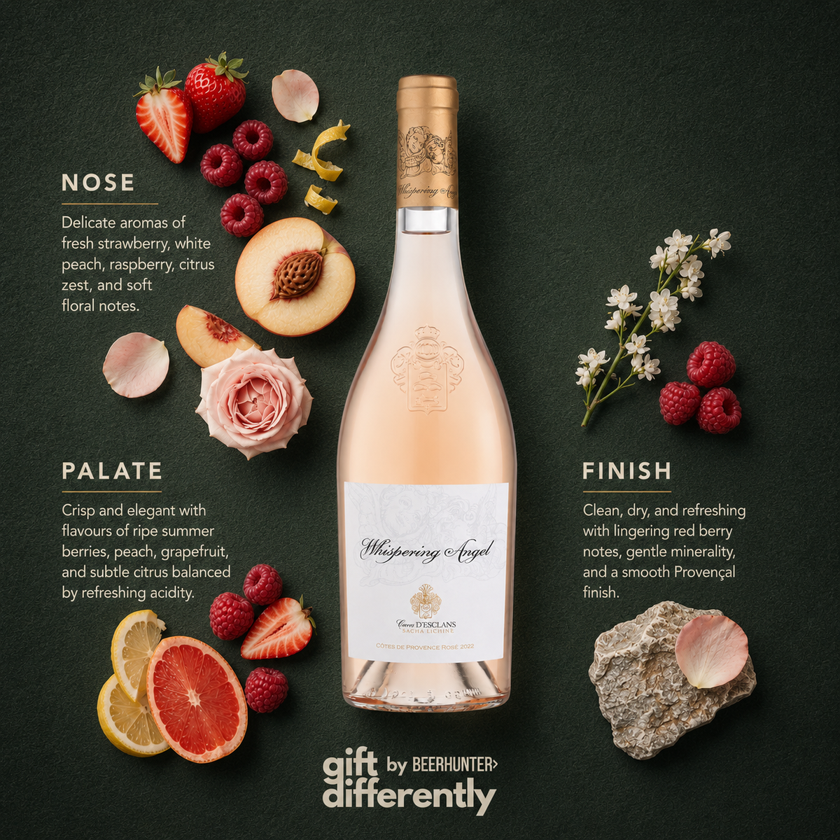 Personalised Whispering Angel Rose Wine Gift Set