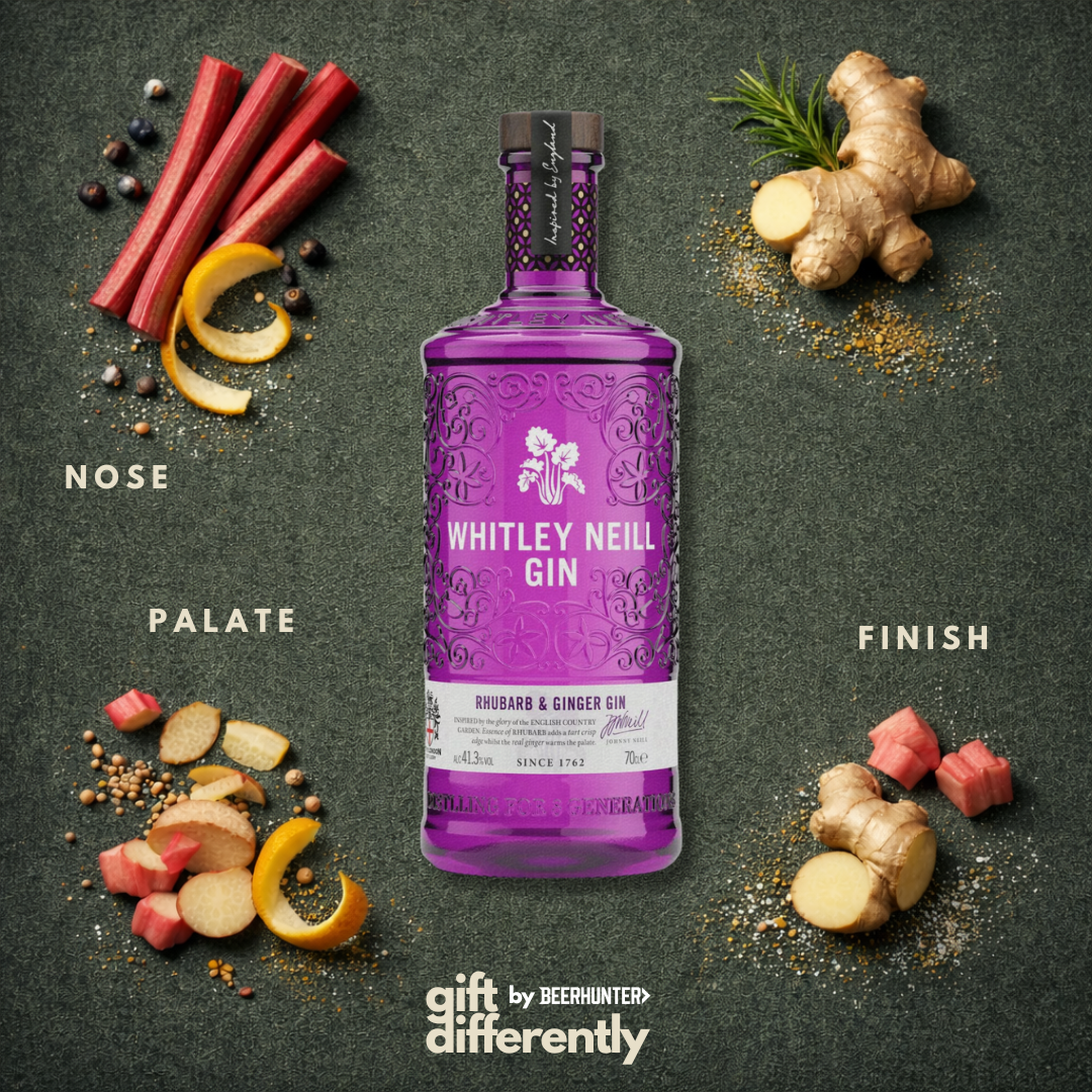 Whitley Neill Rhubarb & Ginger Gin 14" Gift Hamper with Chocolates and Accessories - 70cl (43%ABV)